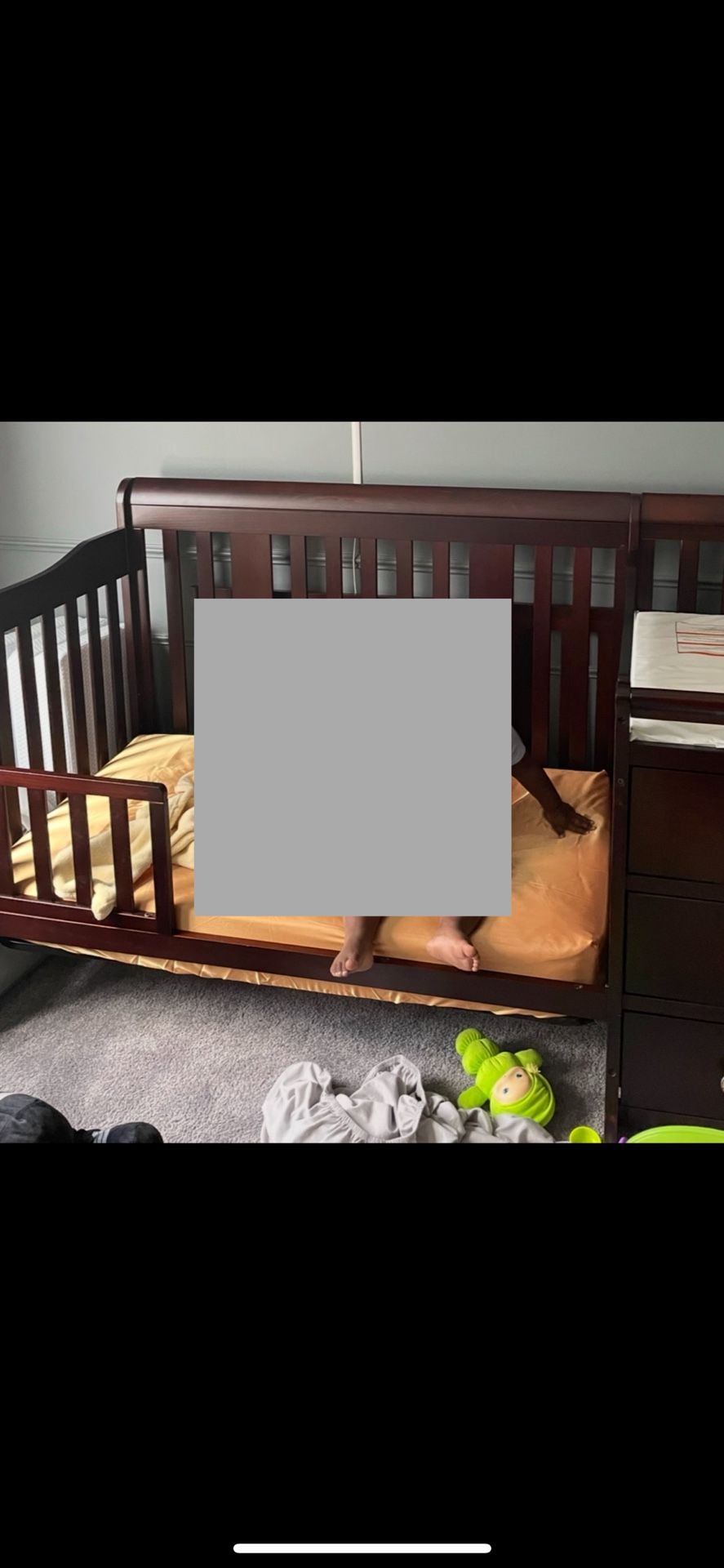 4 In 1 Convertible Crib And Changing Table With Storage And Mattress