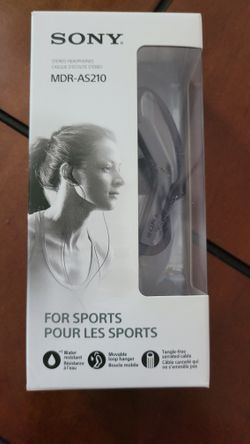 Sony Sport Black MDR-AS210 Lightweight Adjustable Compact Earphones Headphones
