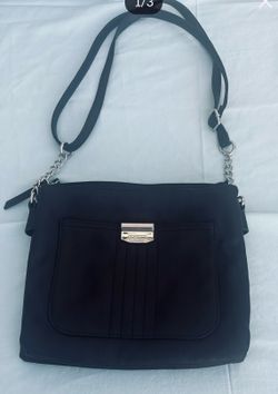 Rosetti Shoulder Bag Purse Black Vegan Faux Leather Pockets Minimalist