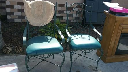 2 iron chairs