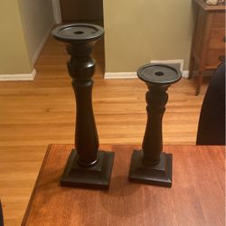 Set Of Wooden Candle Holders Espresso