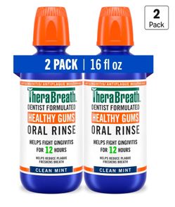 TheraBreath Healthy Gums Oral Rinse, Clean Mint, 16 fl oz, 2-Pack
Antigingivitis, Dentist Formulated, Prevents Gingivitis, Supports Gum Health, Alcoho