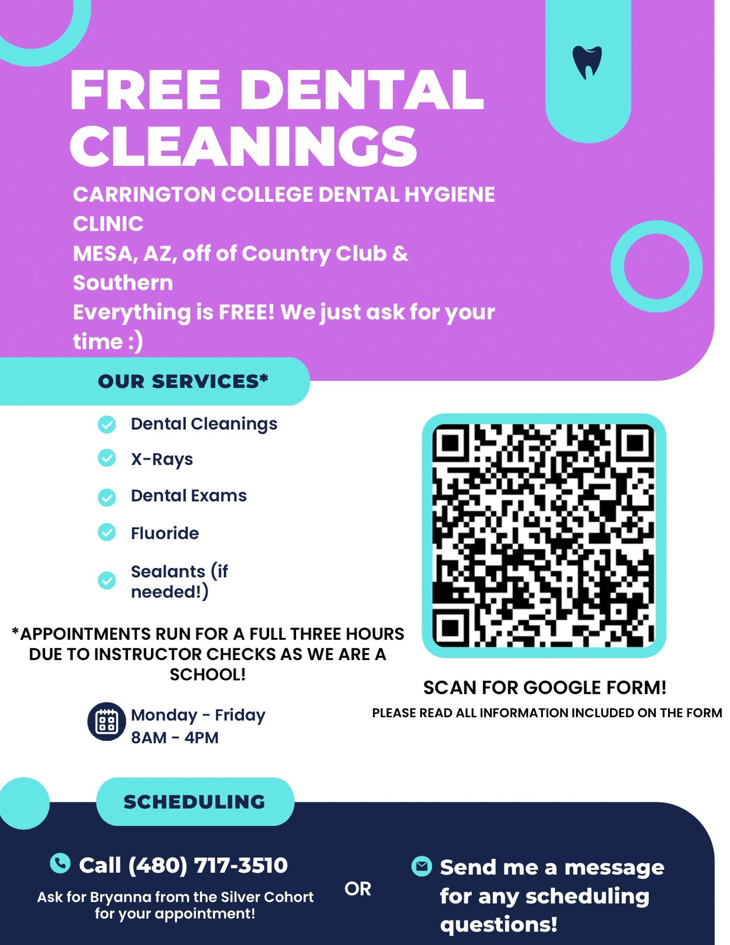 FREE DENTAL CLEANINGS! Please read info below!