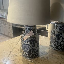 Blue and White Ceramic Lamps -set