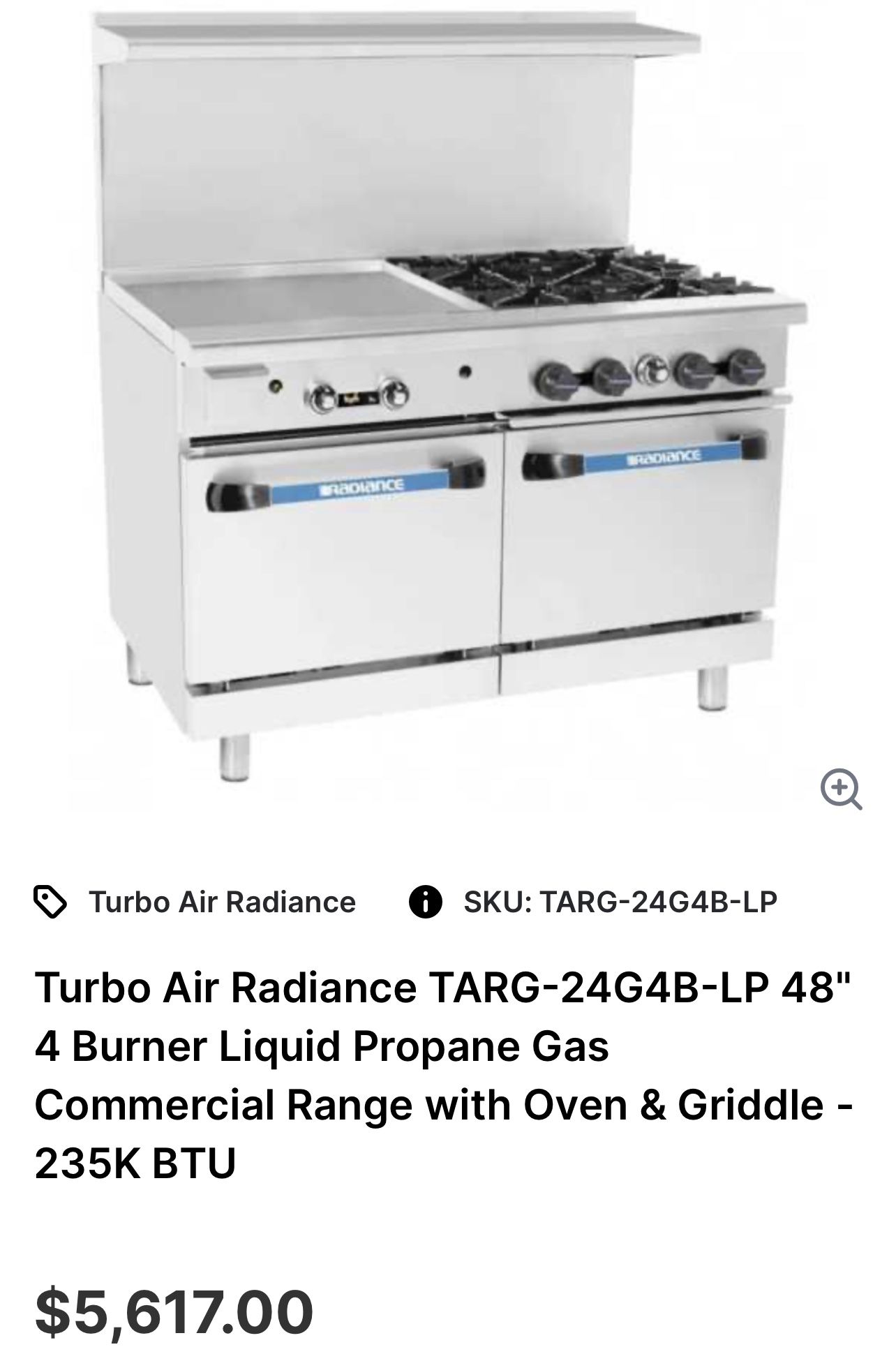 Commercial Range With Griddle & Double Oven. Never Been Used!!