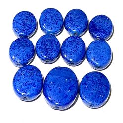Lot Of 12 Lapis Glass Oval Beads