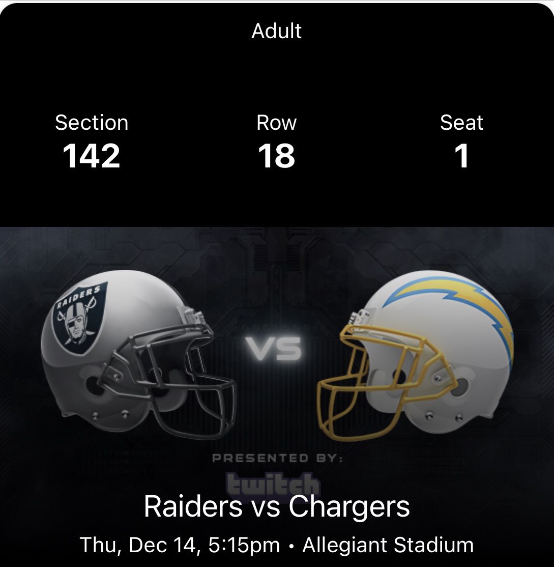 Raiders v. Chargers - 4 available for Sale in Las Vegas, NV - OfferUp