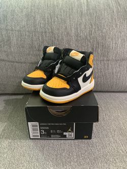 Nike Air Jordan 1 Retro High OG TD Taxi Yellow Black Sail AQ2665-711 sz 3V