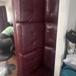 Red L Shape Leather Couch 
