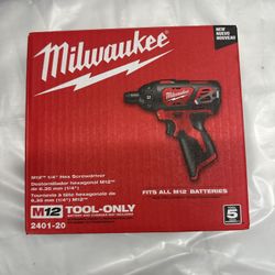 Milwaukee M12 1/4” Hex Screwdriver – NEW (Tool Only)