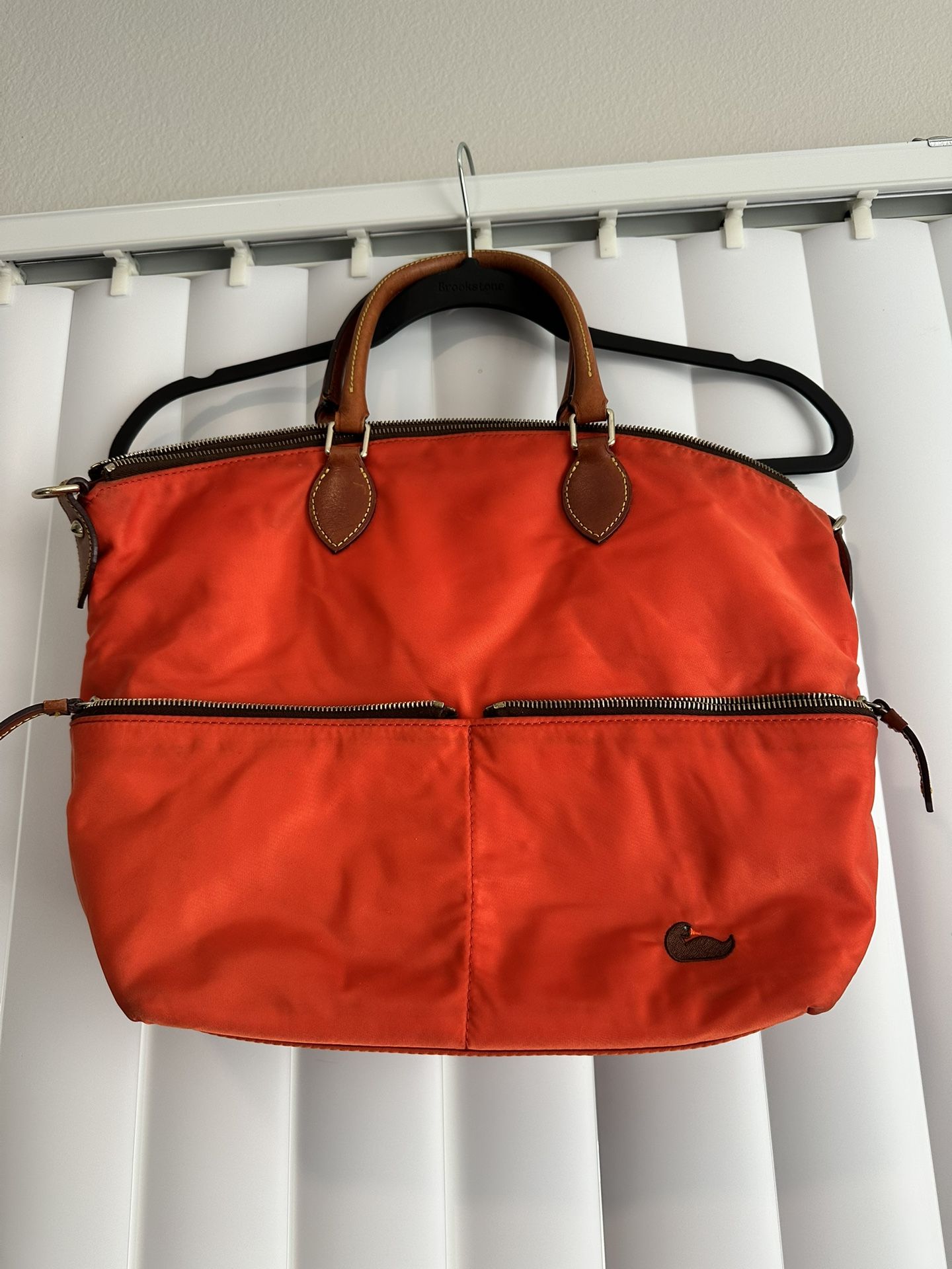 Dooney & Bourke Large Orange Nylon Pocket Satchel, Excellent Condition