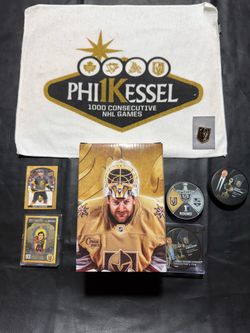 Pucks, cards, bobble head. Vegas, Golden Knights, random swag. Pucks, cards, bobble head.
