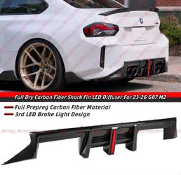23-26 BMW G87 M2 Full Carbon Fiber Rear Bumper Diffuser W/ LED