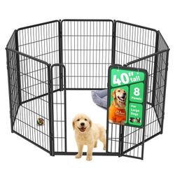Unleashed Indoor Dog Playpen - Stress-Free and Safe Play, Heavy Duty 24 Inch 8 Panels Dog Pen for Puppy and Small Dogs, Black│Patented