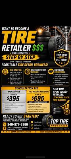 Tires at wholesale! (Start your tire business)
