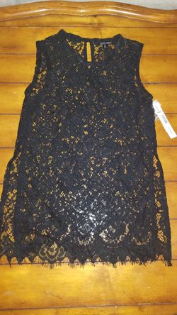 New size XS women's black lace tunic tank top from Bloomingdale's nwt designer sexy top