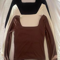 Beige/Brown/Black square cut, long sleeve top 🎀