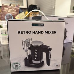 Servappetit Black Retro Style Hand Mixer w/ 2 Beaters & Dough Hooks SERV NIB
