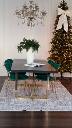 Modern Dining Table with Gold Base