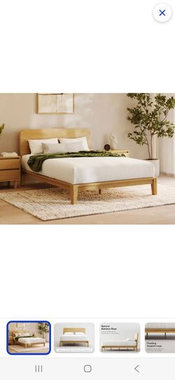 Nectar Bamboo Platform Bed Frame - Queen - Natural - Floating Center Support Legs - 12” Height - Easy Tool Free Set Up - Contemporary and Durable - St