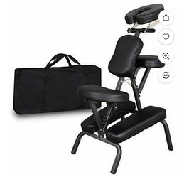 Portable Massage/Tattoo Chair Leather Pad Travel Massage Tattoo Spa Chair, Black