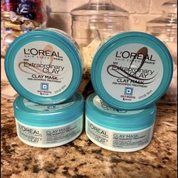 Set of 4 L’Oréal extraordinary clay pre shampoo treatment clay mask•5.1oz•all for $12