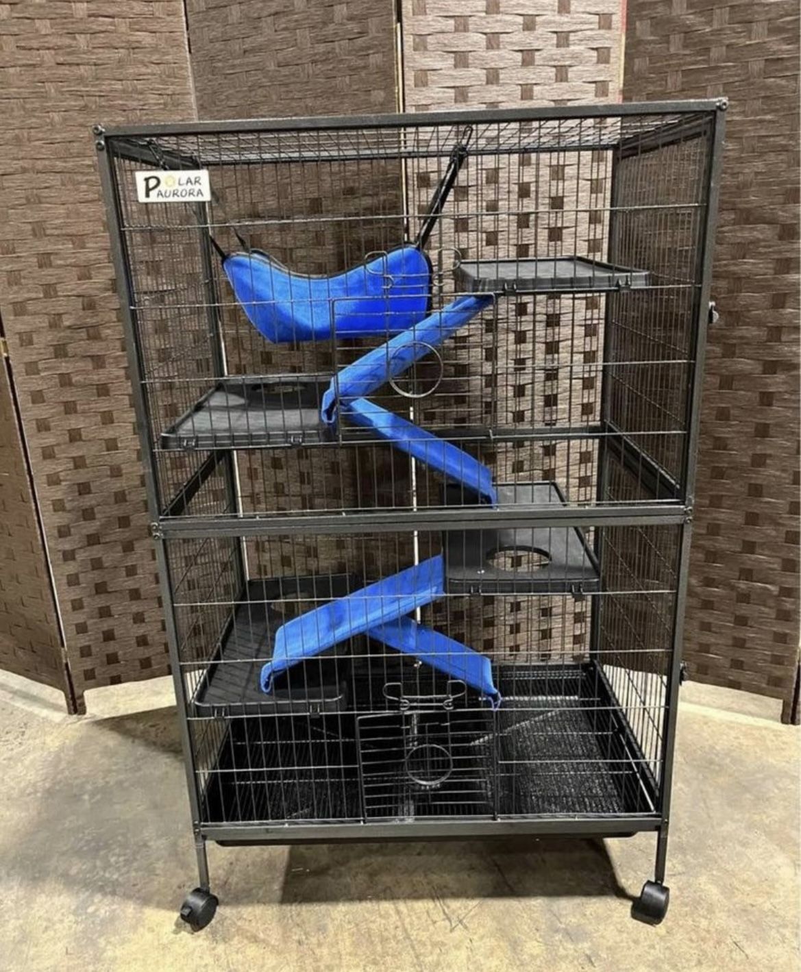 Brand New 5 Tier Small Animal Metal Pet Cage, Removable Ferret Cage with Lockable Wheels, 50" Tall Deluxe Chinchilla Cage with Hammock and Tray