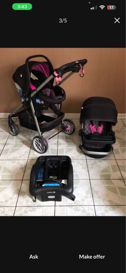 LIKE NEW MINNIE MOUSE TRAVEL SYSTEM STROLLER CAR SEAT AND BASSINET 3 IN 1