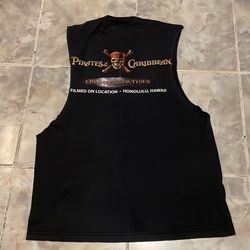 VTG Pirates Of The Caribbean Cast & Crew Film Crew T-Shirt SZ L Extremely RARE