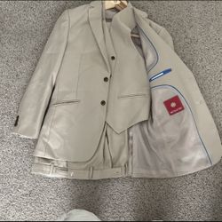 Boys Size 16 3 Piece Tan Suit
