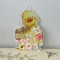 NEW! Set of 9 Small “Logan & Lilly” Easter Hair Bow Barrettes in Pastel Colors
