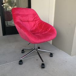 New In Box Adjustable Height Mid Century Modern Style Computer Vanity Velvet Chair Office Furniture Rose Pink Color 