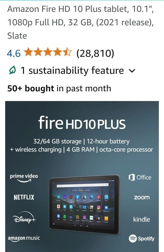 FIRE HD10 PLUS Tablet And Cover.