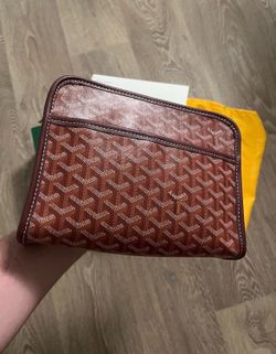 Goyard Cognac Chevron Zip Pouch