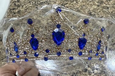 Quinceanera Crown, Gold and Royal Blue