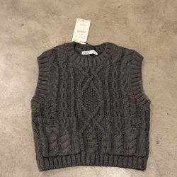 Zara Grey Sweater Vest (New with Tag)