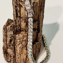 Rhodium Plated Tennis Bracelet