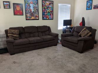 Brown couch and chair combo