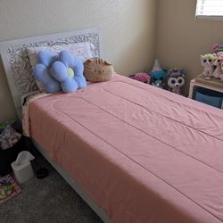 Beautiful Twin Bed With Mattress. Mattress Has Been Covered Entire Time. 