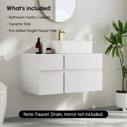 ❤️‍🔥 Modern 800mm Floating Single Bathroom Vanity Unit