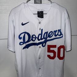 Nike Men’s Los Angeles Dodgers #50 Mookie Betts White Home Authentic Baseball Player Elite Limited Jersey
