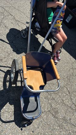 Vintage Baby Stroller with Wood Tray