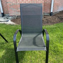 Stackable Black Patio Chairs Set Of 6 