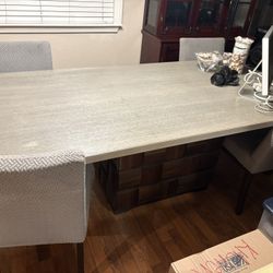 8 seater custom wood dinning table comes with 4 chairs