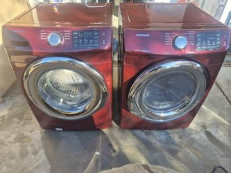 Red Stainless Samsung Washer And Gas Dryer Set 