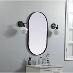 Mirror with black metal frame