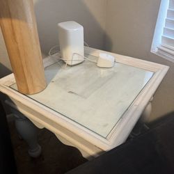 White Glass Side Table 