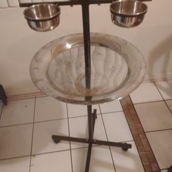 Parrot Perch With Food Bowls
