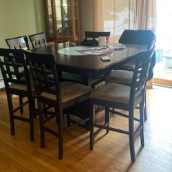 Bar Height Dining Room Table With 8 Chairs And Storage Base
