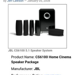 JBL CS100 Subwoofer And CS6100 Surround Sound speakers..